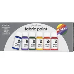 Fabric Paint Rainbow sæt 6×50 ml, tekstilfarver i basisfarver til lyst stof