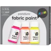 Fabric Paint set 3×50 ml, neonfarvede tekstilfarver til lyst stof – ses i UV-lys!