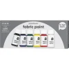 Fabric Paint set 6×50 ml, tekstilfarver i basisfarver til lyst stof