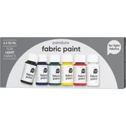 Fabric Paint set 6×50 ml, tekstilfarver i basisfarver til lyst stof
