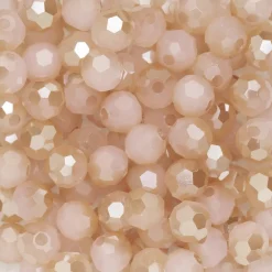 95 facetslebne glasperler på snor, 4 mm i diameter – rosa