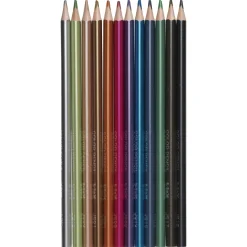 Farveblyanter, 12-pak Metallic – voksbaserede blyanter i metallicfarver
