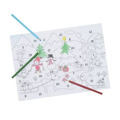 Farvelæg en fin julekalender med julet motiv - 42×29,7 cm