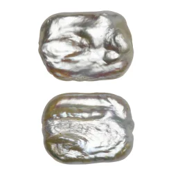 Ferskvandsperler kulturperler, 2 stk. ca. 15x20 mm store, 1 mm huldiameter