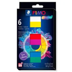 Fimo Professional True Colours 6×57 gram, Fimo-ler i grundfarver