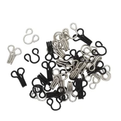 Fjederhægter af metal, 12 mm, 20 par, 10 sorte og 10 sølvfarvede