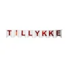 Flag banner vimpel, vimpler på snor med teksten "Tillykke" 3,6 meter