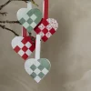 Flet julehjerter papirhjerter 8-pak, grønt og rødt tema