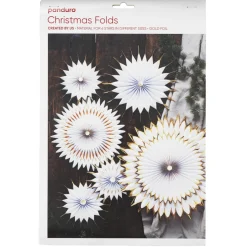 Foldesæt – fold julens smukkeste julestjerner! 6 stjerner i guldmetallic, Ø20-42 cm