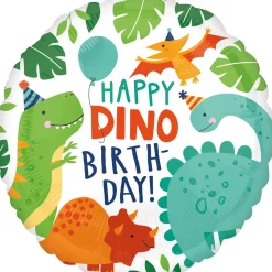 Folieballon Ø45 cm – dinosaurerne ønsker Happy dino birthday!