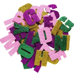 Funky Foam Bogstaver med glitter, 100 stykker selvklæbende mosgummi, A–Z, længde 32 mm