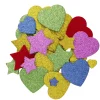 Funky Foam selvklæbende mosgummi glitrende stjerner og hjerter, 200 stk.