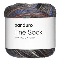 Garn Fine Sock 100 g blå, brune og grå nuancer