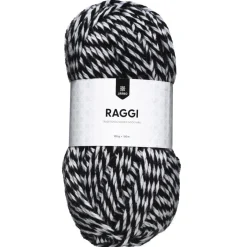 Garn Järbo Raggi 100 g sort/hvid – Black & white mouliné 1568