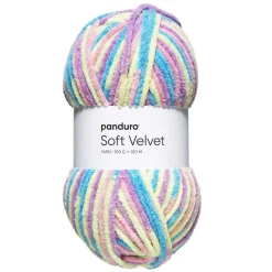 Garn Soft Velvet 100g rainbow – garn med masser af livlige farver