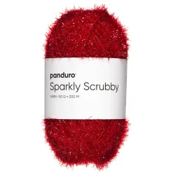 Garn Sparkly Scrubby 50 g rød
