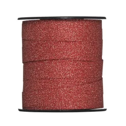 Gavebånd 25 meter på rulle, 1 cm bredt – glitter rød