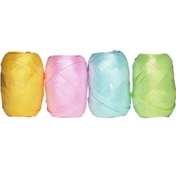 Gavebånd 4-pak i 4 glitrende pastelfarver, 4×10 meter, 5 mm bredt