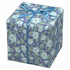 Gavepapir på rulle 10 m×57 cm – blåt blomsterhav
