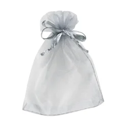 Gaveposer af organza 10-pak, transparent sølv 9×11,5 cm