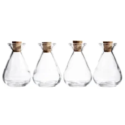 Glasflasker med prop 4-pak, højde 10,5 cm, Ø7 cm, rummer 150 ml