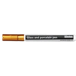 Glas- og porcelænspen guld, 2 mm spids