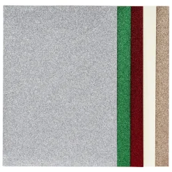 Glitterark i skønne julefarver til julens hobbyarbejder, 10 ark i A4-størrelse, 190 g/m².