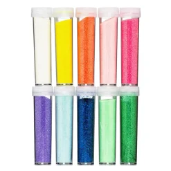 Glitter fremstillet af mere end 90% cellulose, 10-pak a 7 gram i livlige og muntre farver