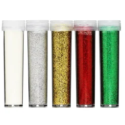 Glitter fremstillet af mere end 90% cellulose, 5-pak a 7 gram i basisfarver