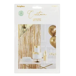 Glittergardin i skinnende guld-metallic, bredde 100 cm, længde 200 cm