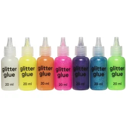 Glitterlim glitter glue 7×20 ml i glade farver