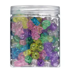 Glitterperler Unicorn Mix – cirka 225 forskellige transparente og farvestrålende perler