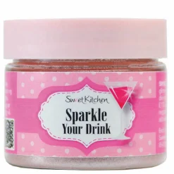 Glitterpulver, spiseligt glitter til drikkevarer, rosa 10 gram