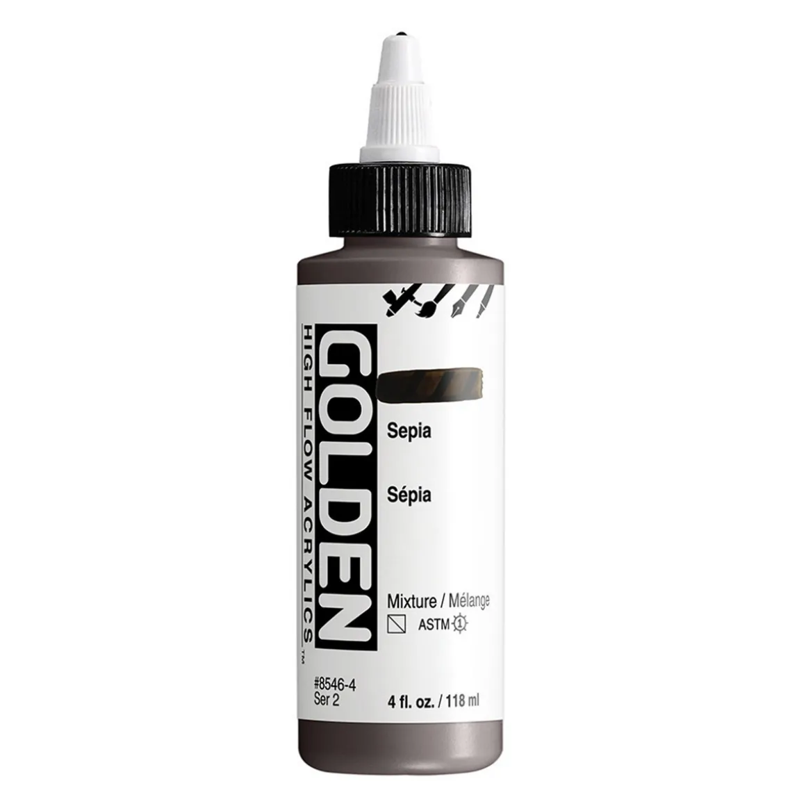 Golden Artist High Flow Acrylics 118 ml – Sepia #8546 series 2