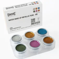 Grimas Make-Up Metallic Pure M6 – 6 vandbaserede ansigtsfarver til halloween og fastelavn!