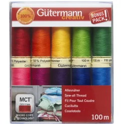 Gütermann sytråd 10×100 m. 100% polyester, Bright