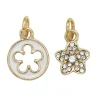 Guldfarvede charms-vedhæng, blomst Ø10 mm, blomst med bling Ø10 mm