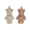 2 guldfarvede vedhæng charms, bamser med rosa og transparente similisten, 2,5×1,3×0,5 cm