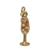 Guldfarvet vedhæng/charm champagneglas med simili 5×15 mm