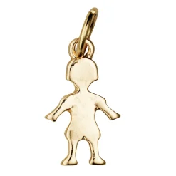Guldfarvet vedhæng/charm formet som en dreng, 8×11,5 mm