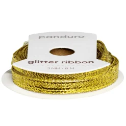 Gyldent glitterbånd – 3 mm bredt og 8 meter langt