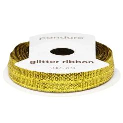 Gyldent glitterbånd – 6 mm bredt og 8 meter langt