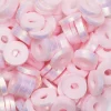Heishi-perler i rør – guldskinnende lys rosa heishis, Ø6 mm