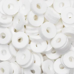 Heishi-perler i rør – guldskinnende hvide heishis, Ø6 mm