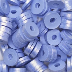 Heishi-perler i rør – guldskinnende blå heishis, Ø6 mm
