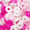 Heishi-perler i rør – skønt mix med hvide, rosa & cerise heishis, Ø6 mm
