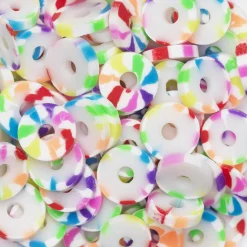 Heishi-perler i rør – skønt mix med prikkede, flerfarvede heishis, Ø6 mm