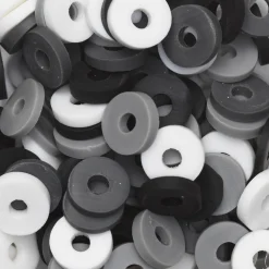 Heishi-perler i rør – skønt mix med sorte, hvide & grå heishis, Ø6 mm