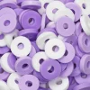 Heishi-perler i rør – skønt mix med lilla & hvide heishis, Ø6 mm