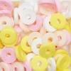 Heishi-perler i rør – skønt mix med hvide, rosa & gule heishis, Ø6 mm